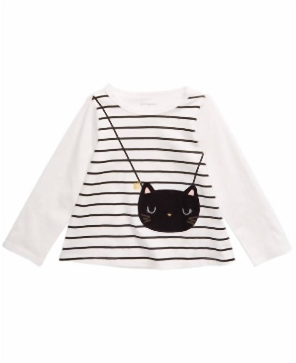 NEW FIRST IMPRESSIONS infant girls cotton cat purse t-shirt in angel white